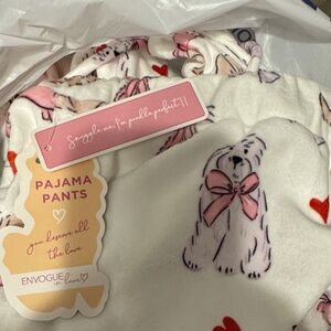 Envogue Kids Pajama Bottoms - White with Pink and Red Accents